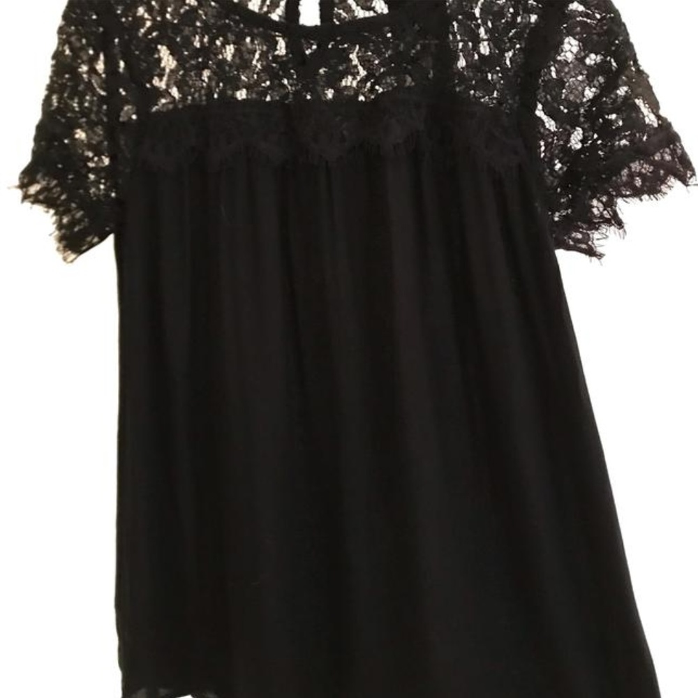 Ella Moss Black Lace T-shirt Blouse NWT